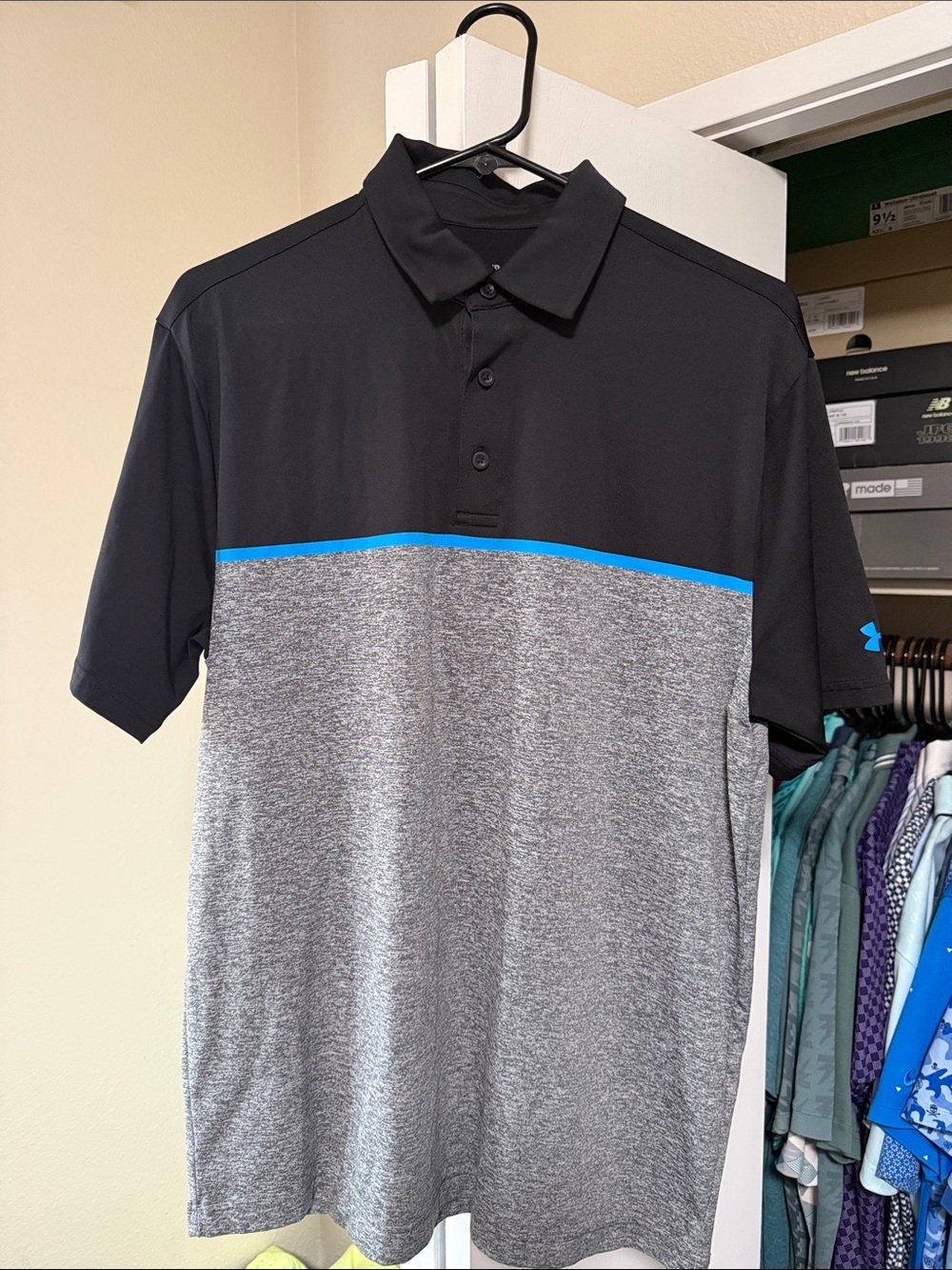 Under Armour Black and Gray Golf Polo